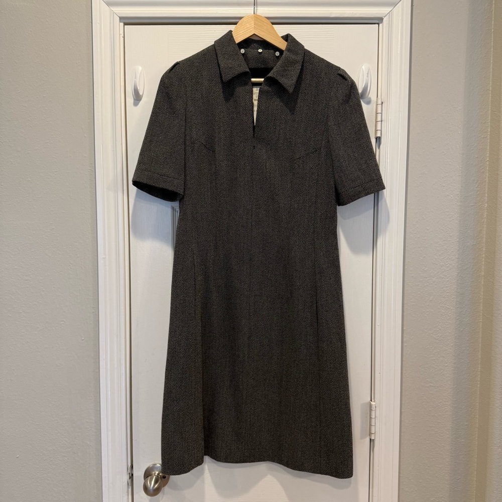 Rena Lange Dress Women’s 8US 12EU Grey Collared Wool Silk Old Money Office Luxe - Picture 2 of 13